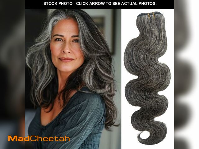 Lot 74-14147553 - Full Human Hair Salt and Pepper Sew in Hair Extensions Salon-Level Hand Tied Weft Hair Extensions Hi...