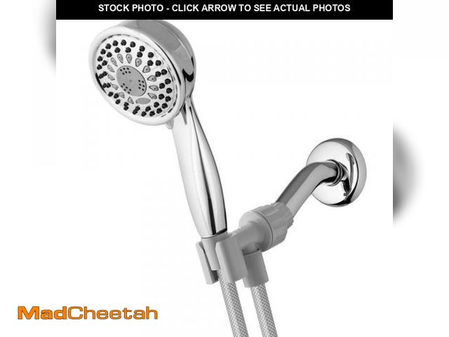 Lot 74-12147234 - Waterpik 5-Spray Wall Mount Handheld Shower Head 1.8 GPM in Chrome - USED