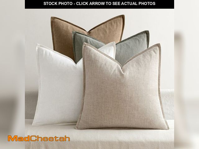 Lot 74-12439549 - MIULEE Neutral Linen Pillow Covers Pack of 4 Decorative Natural Solid Throw Pillow Covers Soft Accen...