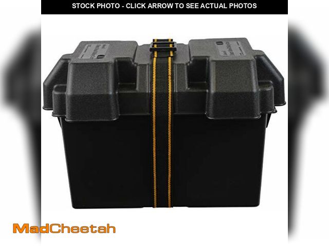 Lot 74-12664078 - Attwood 9067-1 Vented Battery Box with Mounting Strap, Fits Group 27 Batteries, Black - UNUSED