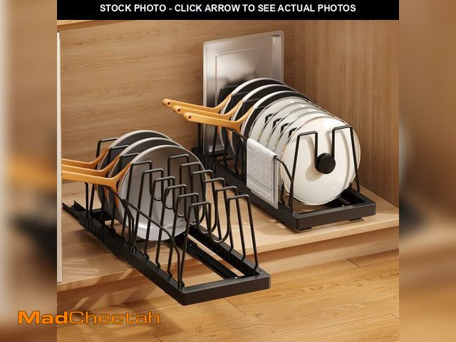 Lot 74-14050887 - Mustorn 2 Pack Pots and Pans Organizer Under Cabinet, 21.6" Deep Pull Out Pot Lid Organizer Holder w...