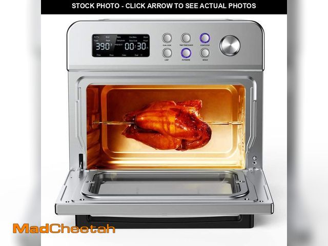 Lot 74-14597213 - Denjol 13-in-1 Digital Air Fryer Convection Toaster Oven 1600W in Stainless Steel with Rotisserie, 6...