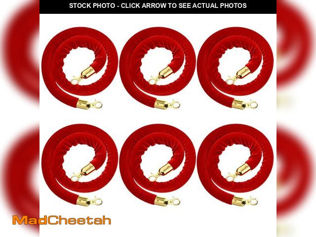 Lot 74-13543194 - Fumete 6 Pieces Velvet Stanchion Rope Bulk 6.5 Feet Crowd Control Barriers Safety Velvet Rope with P...