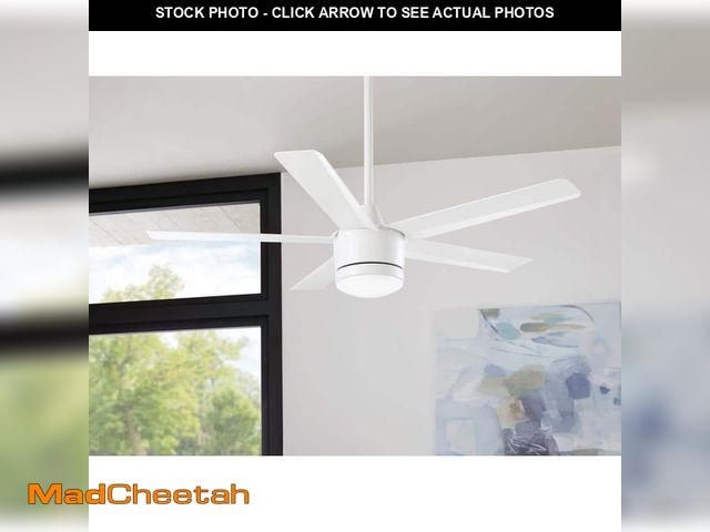 Lot 74-13290613 - Home Decorators Collection Merwry 52 in. Intergrated LED Matte White Ceiling Fan With Light And Remo...