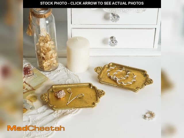 Lot 74-14337708 - NIKKY HOME Small Jewelry Dish Ring Holder, Set of 2 Vintage Trinket Display Decorative Metal Tray Cl...
