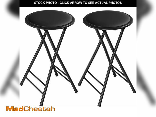Lot 74-13042194 - Lavish Home Set of 2 Counter Height Bar Stools - 24-Inch Backless Folding Chairs with 225lb Capacity...