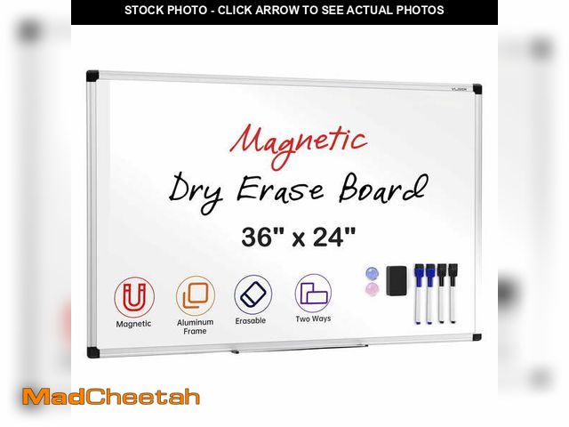 Lot 74-13779934 - VUSIGN Magnetic Dry Erase Whiteboard, 36 X 24 Inches, Wall Mounted with Pen Tray, Silver Aluminium F...
