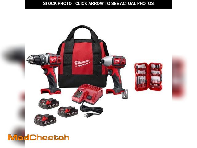 Lot 74-12793433 - Milwaukee M18 18V Lith-Ion Cordless Drill/Impact Driver Combo Kit 2-Tool W/ Two 1. 5Ah Battery, Char...