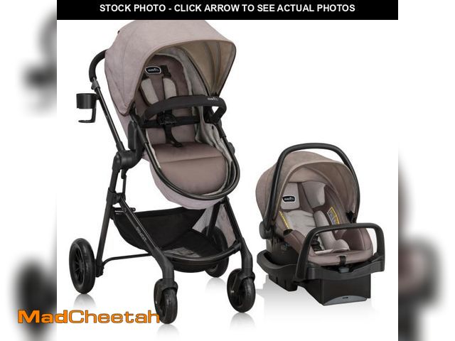 Lot 74-12131983 - Evenflo Pivot Modular Travel System with LiteMax Infant Car Seat with Anti-Rebound Bar (Desert Tan) ...