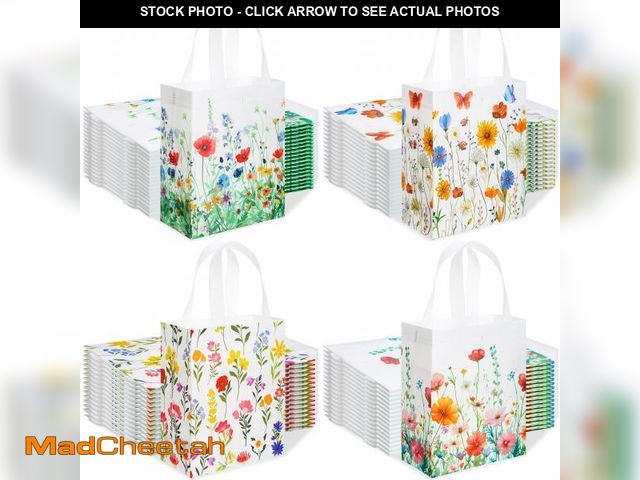 Lot 74-12315134 - Wesnoy 48 Pcs Floral Gift Bags Wildflower Party Favor Reusable Non Woven Treat Tote Welcome Flower G...