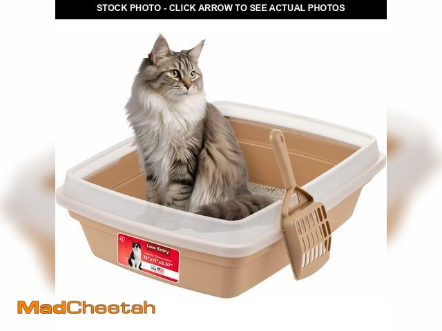 Lot 74-13042158 - IRIS USA Cat Litter Box, Open Top with Scoop, Easy Clean Plastic Pan for Indoor Cats &amp; Kittens, ...