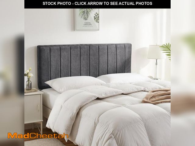 Lot 74-12515442 - Virtu Upholstered King Headboard No Tools Required Peel and Stick Bed Headboard Only, Gray - UNUSED