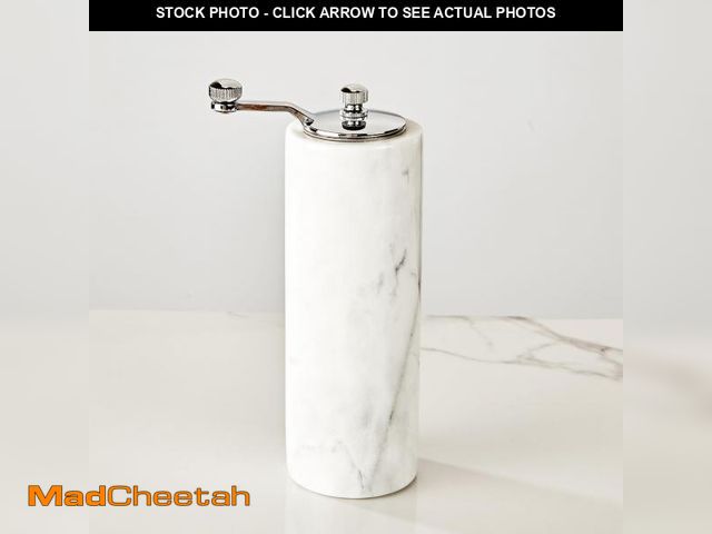 Lot 74-12053249 - White Marble Salt and Pepper Grinders, Round Stoneware Grinder, Hand Grinder for Sea Salt, Pepper, R...