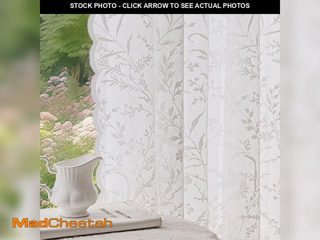 Lot 74-12969272 - Anmao Vintage Lace Curtains 72 Inches Long 2 Panels Set, Romantic Elegant Light Filtering Semi Sheer...