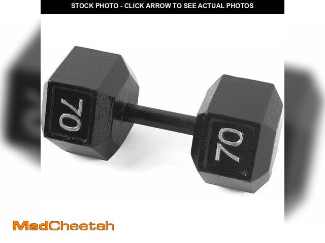 Lot 74-13073433 - CAP Barbell Cast Iron Hex Dumbbell, Black, Single, 70 lb - UNUSED