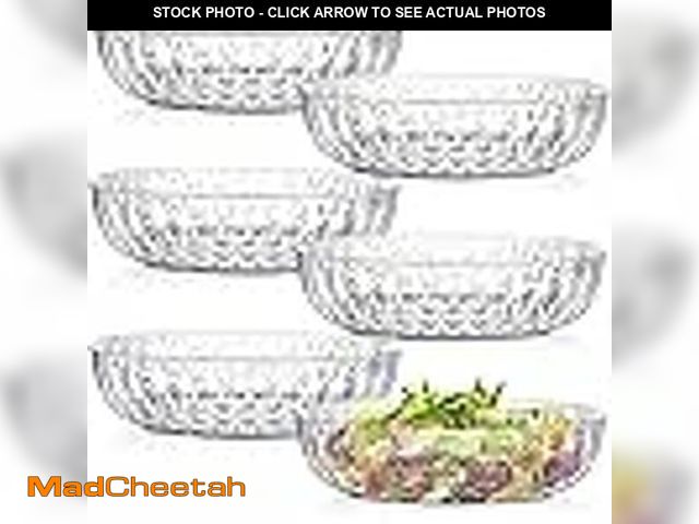 Lot 74-12434412 - Fasmov 6 Pack Plastic Serving Bowls, Square Serving Bowls, 72 Ounce Large Elegant Diamond Pattern Pl...