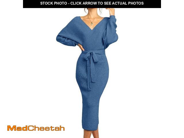Lot 74-14295618 - Chang Yun Women's Long Maxi Sweater Dresses Sexy Wrap Batwing V Neck Slit Open Back Holiday Bodycon ...