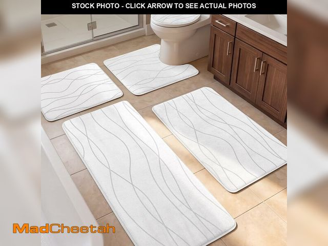 Lot 74-13583627 - YIHOUSE Memory Foam Bathroom Rug Sets 5 Piece, Ultra Absorbent Bath Mat for Bathroom - Non-Slip Mach...
