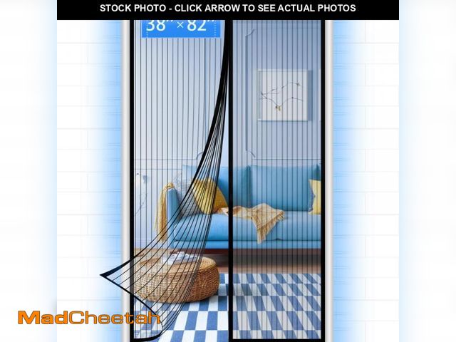 Lot 74-11556373 - Screen Door Mesh, 38 x 82 Inch Magnetic Screen Door Deluxe Double, 34 Magnets Hands Free Curtain, Ke...