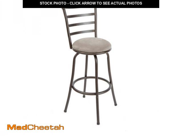 Lot 74-12427854 - Mainstays Indoor Adjustable 24  or 29  Swivel Barstool  Grey Microfiber Cushion - UNUSED