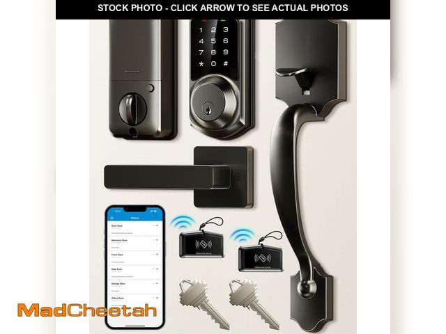 Lot 74-12608780 - Veise VE06-H Smart Front Door Lock Set, App Control, Keyless Entry Deadbolt with Lever Handle, Elect...