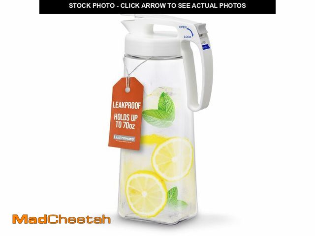 Lot 74-13952015 - Lustroware QuickServe Airtight Pitcher - 2.1L (70oz), Heat Resistant, BPA-Free SAN Plastic, One Touc...