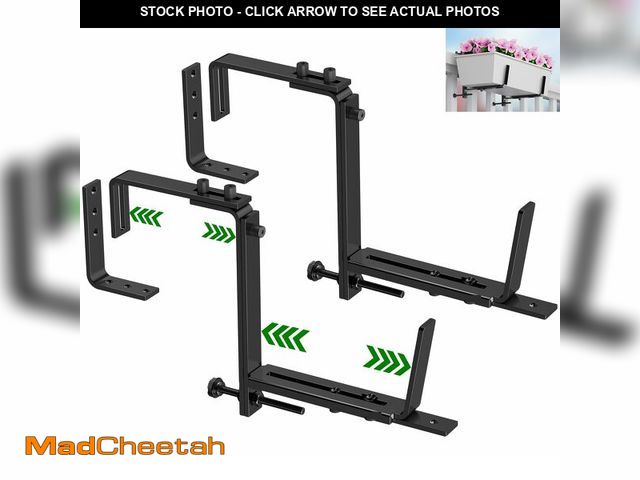 Lot 74-14060267 - HFHOME 2PCS Adjustable Planter Box Brackets, Brackets for Window Boxes Planters Hanging Flower Box H...
