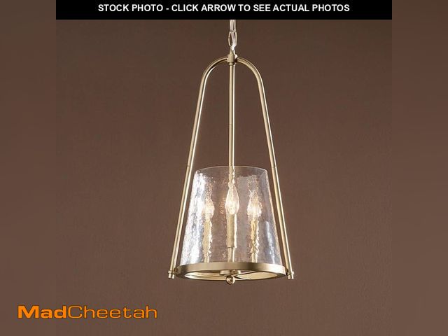 Lot 74-12919519 - KICHLER Nerine 3-Light Foyer Pendant with Hammered Glass in Champagne Bronze - UNUSED