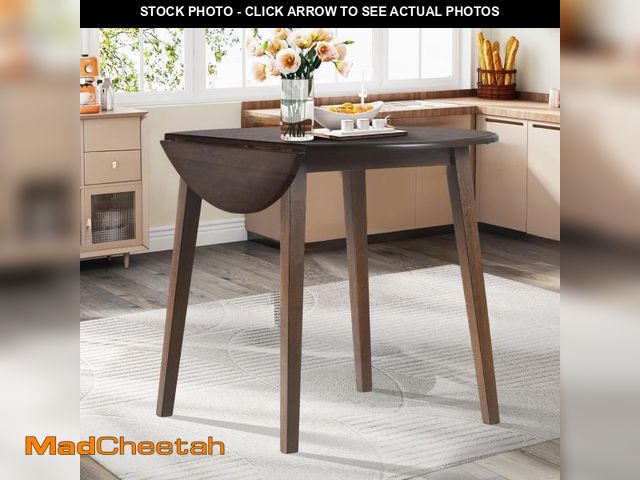 Lot 74-12386259 - COLAMY 35.8" Wooden Kitchen Table, Expandable Folding Round Table for Small Spaces, Small Kitchen, D...