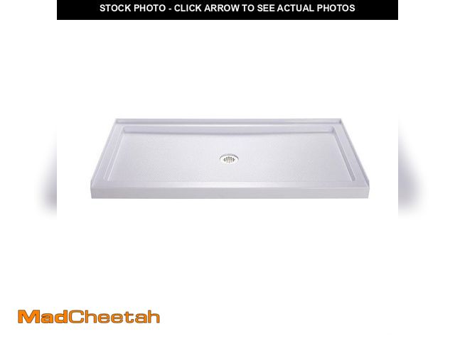 Lot 74-14613224 - DreamLine SlimLine 60 in. x 36 in. Single Threshold Alcove Shower Pan Base in White with Center Drai...