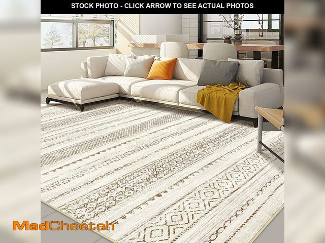 Lot 74-13710208 - Nakagishi 9x12 Area Rug Living Room: Washable Boho Large Neutral Modern Soft Farmhouse Rugs Stain Re...