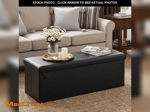 Lot 74-14603971 - LEDREM 43" Foldable Storage Ottoman Bench, Ottoman with Storage 660lb Capacity, Synthetic Leather Ot...