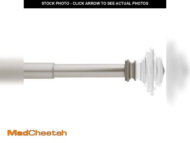 Lot 74-12551811 - 36 in. - 66 in. Telescoping 3/4 in. Single Curtain Rod Kit in Brushed Nickel with Crystal Square Fin...
