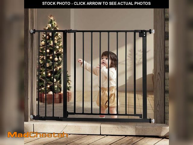 Lot 74-14287521 - Baby Safety Gate, Dog Gates for Top Stairs Doorway, 29.5''- 40.5''Wide Pressure Mount, Black - USED