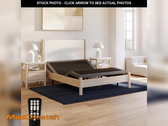 Lot 74-12393085 - Adjustable Comfort Upholstered Adjustable Bed Base 2.0 with Upgraded Motors, Massage, Wireless Remot...