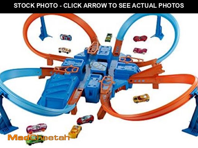 Lot 74-12096219 - Hot Wheels Toy Car Track Set, Criss Cross Crash with 1:64 Scale Vehicle, Powered by a Motorized Boos...