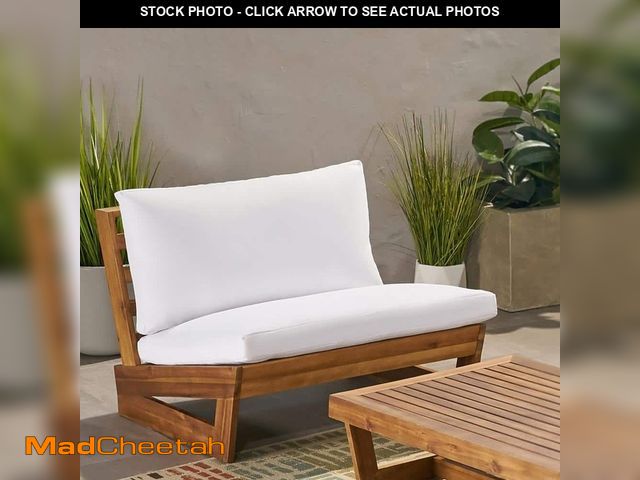Lot 74-14244350 - Noble House Figi Teak Wood Outdoor Patio Lounge Chair with White Cushion - UNUSED