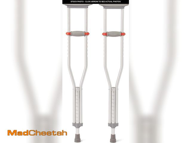 Lot 74-12137868 - Medline Lightweight Aluminum Red Dot Crutches, For Patients 5'1"-5'-9", Walking Aid For Adults &amp;...