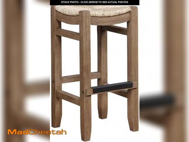 Lot 74-12095890 - Alaterre Furniture Newport 30-Inch Wood Bar Stools with Woven Seagrass Rush Seats - Solid Wood Bar C...