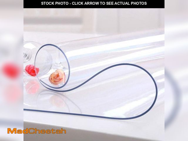 Lot 74-12522644 - NECAUX Custom 35 x 35 Inch Clear Table Cover Protector, 1.5mm Thick Crystal Water Resistant Plastic ...