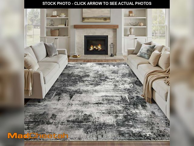 Lot 74-12889644 - BERTHMEER 9'x12' Large Area Rugs for Living Room Bedroom Office Dining Room Black Neutral Modern Non...