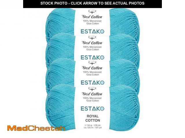Lot 74-12306232 - Estako Royal Cotton, (4 Skeins Pack) 100% Mercerized Giza Cotton Yarn, Soft, Super Fino for Crochet ...