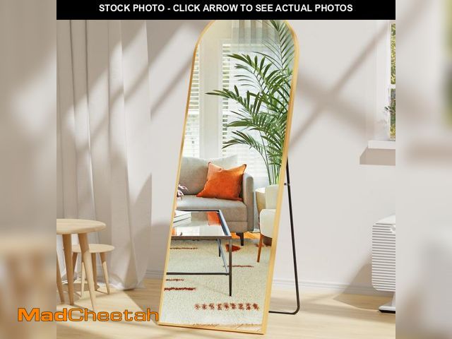 Lot 74-12163563 - COZIFURNI 21Ãâ64 Floor Mirror Full Length Wall Standing Leaning or Mounted, Gold Arched Full Body...