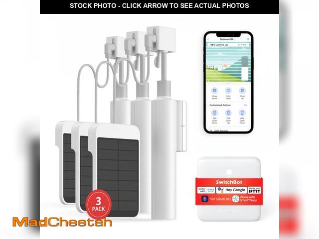 Lot 74-12221176 - SwitchBot Smart Electric Motorized Blinds Kit - 3Pack with 2.4G WiFi Remote Control, Solar Powered, ...