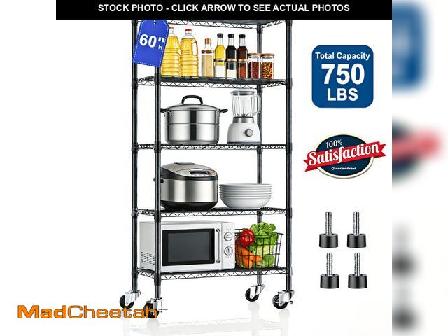 Lot 74-14286181 - Glovv 5-Tier Heavy Duty Steel Wire Shelving Unit Adjustable Storage Shelves Metal Shelving Organizer...