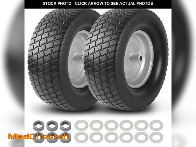 Lot 74-12140423 - (MISSING HARDWARE,ONE TIRE) AR-PRO (2-Pack) 16x6.50-8 Flat-Free Tire and Wheel Assemblies, Relacemen...
