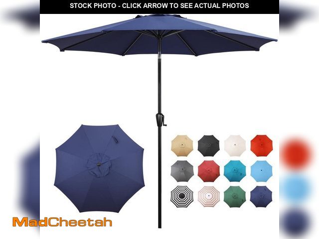 Lot 74-14246440 - Sun-Ray 9 ft. Round 8-Rib Steel Market Umbrella in Navy - UNUSED