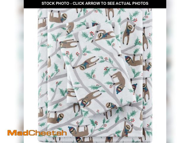 Lot 74-10826241 - Sleep Philosophy True North Cozy Flannel Warm 100% Cotton Sheet - Novelty Print Animals Stars Cute U...