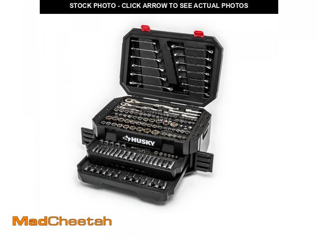 Lot 74-12532325 - Husky 1/4 in., 3/8 in. and 1/2 in. 72-Tooth Ratchet Mechanics Tool Set with Chest (244-Piece) - UNUS...