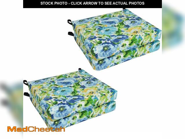 Lot 74-13926892 - Blazing Needles Outdoor Chair Cushion, 20" x 19", Lesandra Sunblue 4 Count - UNUSED